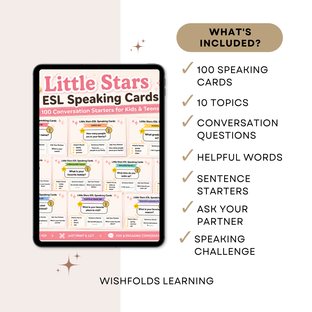 ESL Speaking Cards for Beginners | 100 Printable Conversation Activities (A1-A2)